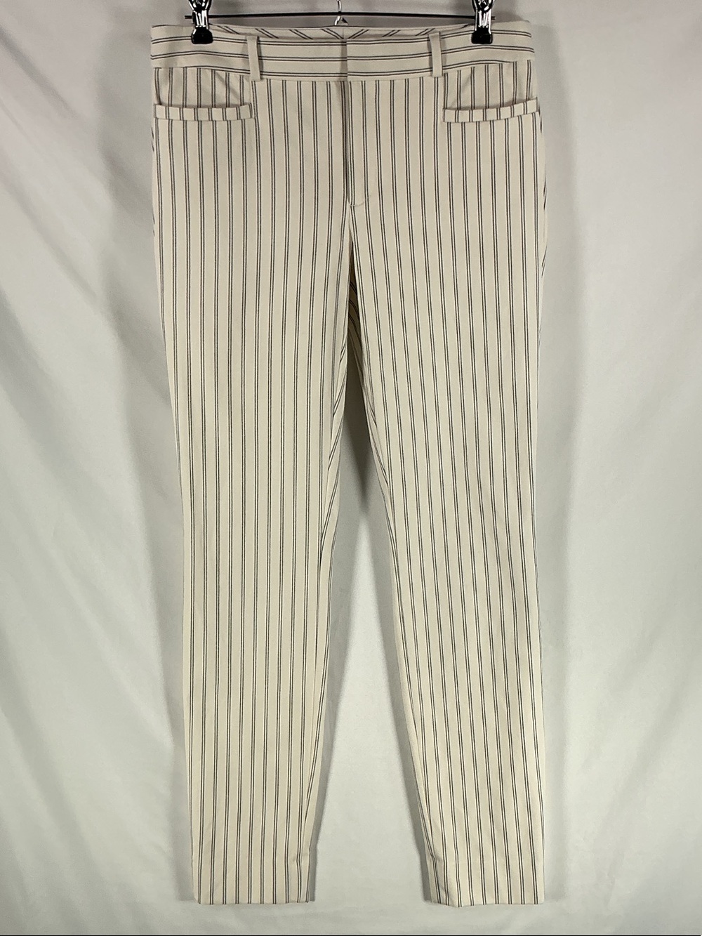 Banana Republic Cream and Black Pinstripe Cropped Dress Pants